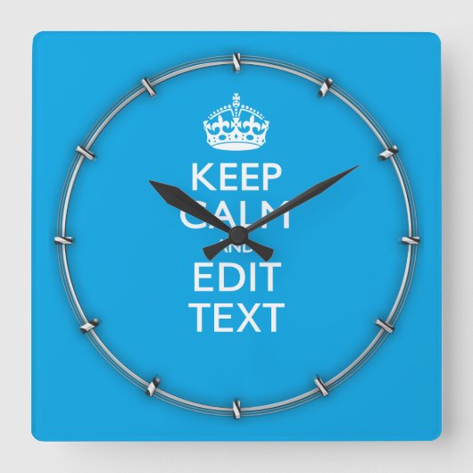 平静を保ち、スカイブルーのアクセントのあなたの文字を持って下さい スクエア壁時計 (正面)