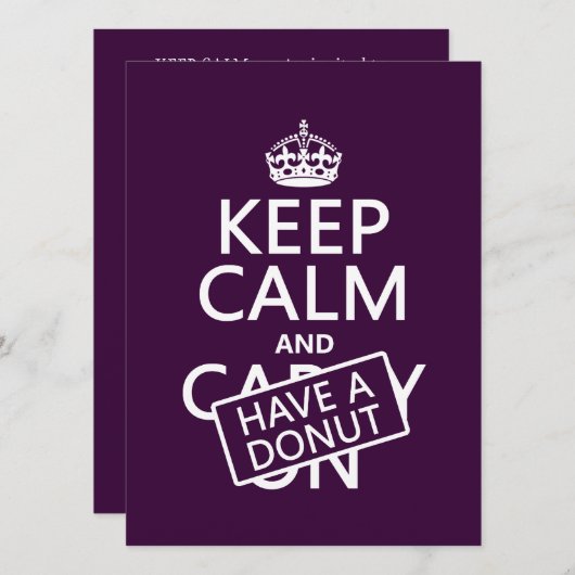 平静を保ち、ドーナツを食べて下さい 招待状 (正面/裏面)