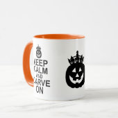 平静を保ち、ハロウィンのカボチャで切り分けて下さい マグカップ (正面左)