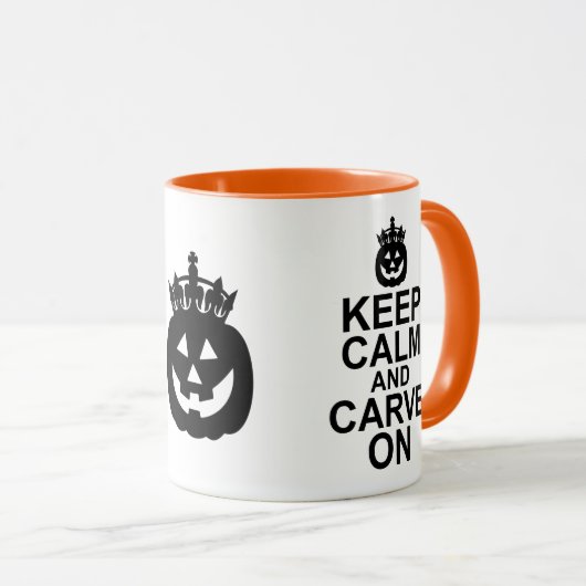 平静を保ち、ハロウィンのカボチャで切り分けて下さい マグカップ (正面右)