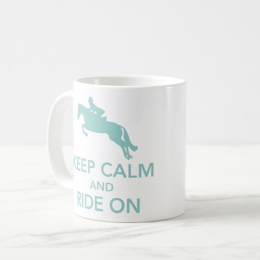 平静を保ち、ハンターのジャンパーの水のマグで乗って下さい コーヒーマグカップ (正面左)