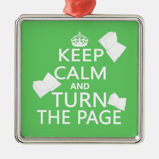平静を保ち、ページを回して下さい メタルオーナメント (正面)
