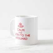 平静を保ち、ライフガードに聞いて下さい コーヒーマグカップ (正面左)