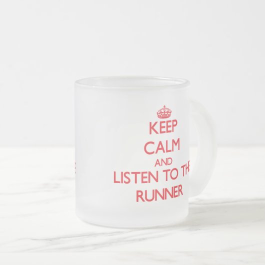 平静を保ち、ランナーに聞いて下さい フロストグラスマグカップ (正面右)