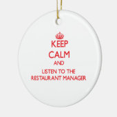 平静を保ち、レストランのマネージャーに聞いて下さい セラミックオーナメント (左)