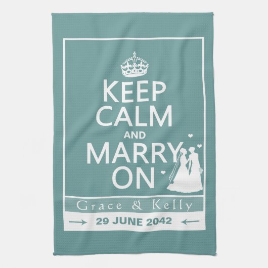 平静を保ち、レズビアンの結婚式で結婚して下さい キッチンタオル (縦)