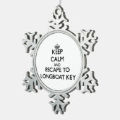 平静を保ち、ロングボートの鍵フロリダに脱出して下さい スノーフレークピューターオーナメント (右)