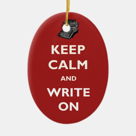 平静を保ち、ヴィンテージのタイプライターのオーナメントで書いて下さい セラミックオーナメント (正面)