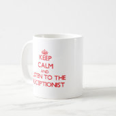 平静を保ち、受付係に聞いて下さい コーヒーマグカップ (正面左)