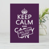 平静を保ち、呼んで下さいあなたの代理店(どの色でも)を 招待状 (スタンド正面)