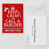 平静を保ち、呼んで下さい建築者(どの色でも)を 名刺 (正面/裏面)