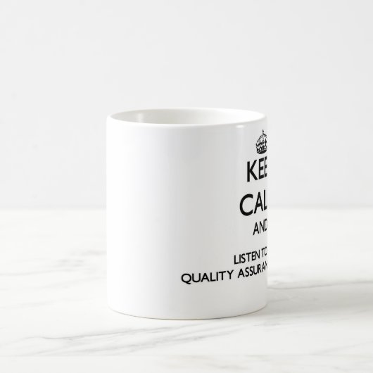 平静を保ち、品質保証Manaに聞いて下さい コーヒーマグカップ (中央)