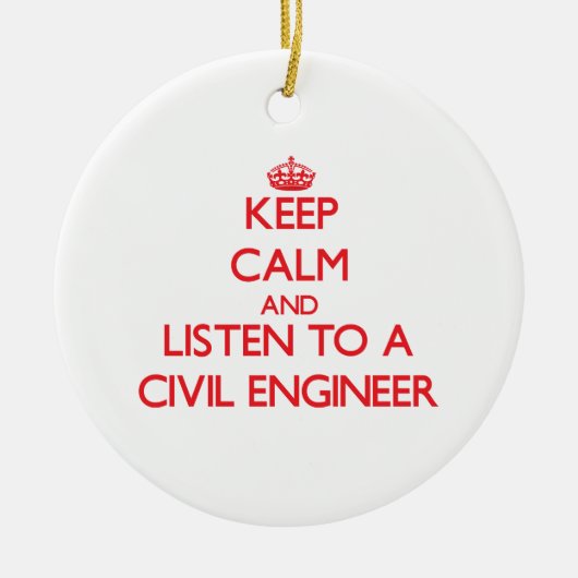 平静を保ち、土木技師に聞いて下さい セラミックオーナメント (正面)