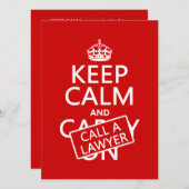 平静を保ち、弁護士を電話して下さい(あらゆる色で) 招待状 (正面/裏面)