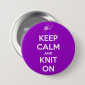 平静を保ち、暗い赤紫色ボタンで編んで下さい 缶バッジ (正面&裏面)