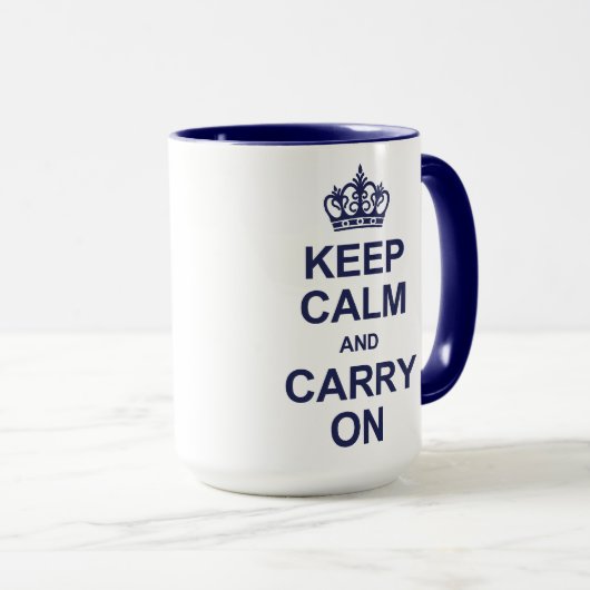 平静を保ち、-濃紺を続けていって下さい マグカップ (正面右)