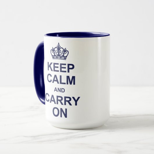 平静を保ち、-濃紺を続けていって下さい マグカップ (正面左)