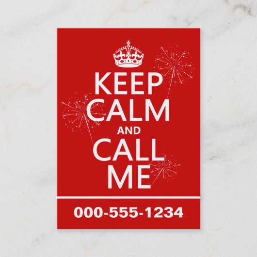 平静を保ち、私を電話して下さい(どの背景色でも) 名刺 (正面)