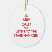 平静を保ち、舞台主任に聞いて下さい セラミックオーナメント (左)