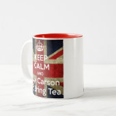 平静を保ち、茶を頼んで下さい ツートーンマグカップ (正面左)