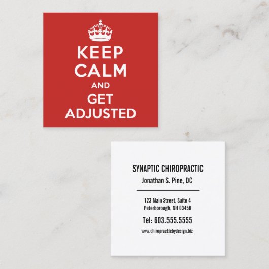 平静を保ち、調節されたカイロプラクティックを得て下さい スクエア名刺 (正面/裏面)