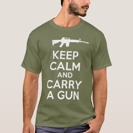 平静を保ち、銃を運んで下さい Tシャツ (正面)