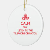 平静を保ち、電話交換手に聞いて下さい セラミックオーナメント (左)