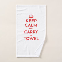 平静を保ち、a [手]タオル、赤い文字を運んで下さい