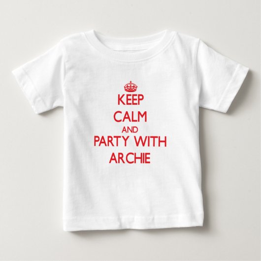 平静を保ち、Archieとパーティを楽しんで下さい ベビーTシャツ (正面)