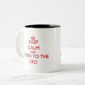 平静を保ち、Ceoに聞いて下さい ツートーンマグカップ (正面左)