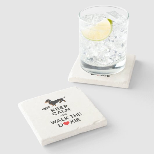 平静を保ち、Doxie -かわいいダックスフント歩かせて下さい ストーンコースター (横)