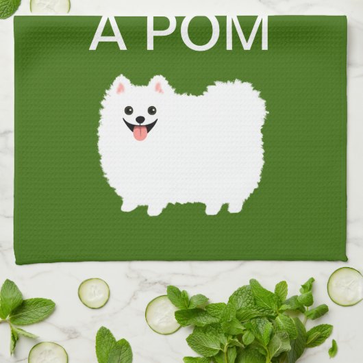 平静を保ち、Pom -かわいく白いポメラニア犬--を抱き締めて下さい キッチンタオル (折り畳み)