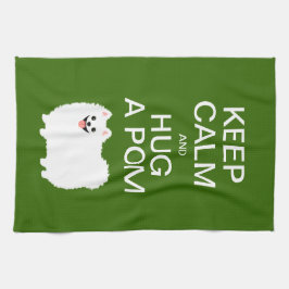 平静を保ち、Pom -かわいく白いポメラニア犬--を抱き締めて下さい キッチンタオル