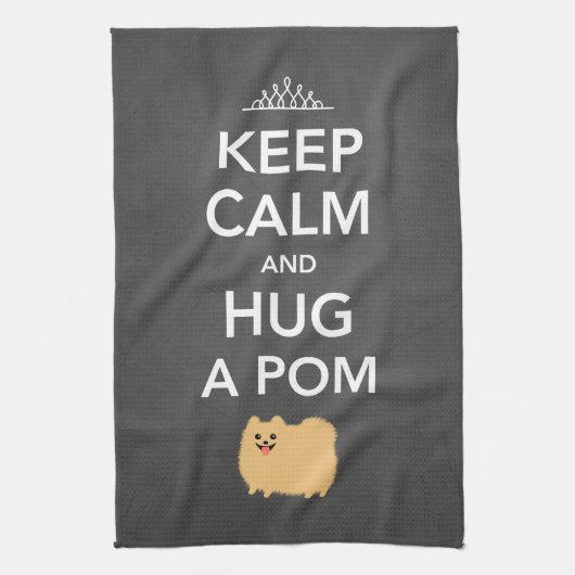 平静を保ち、Pom -タンのかわいいポメラニア犬--を抱き締めて下さい キッチンタオル (縦)