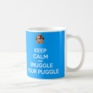 平静を保ち、Puggleのあなたのマグ-青--に寄添って下さい コーヒーマグカップ