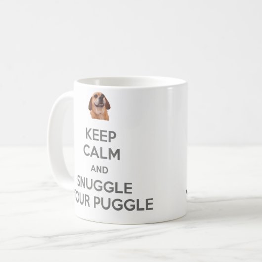平静を保ち、Puggleのあなたの両面のマグに寄添って下さい コーヒーマグカップ (正面左)