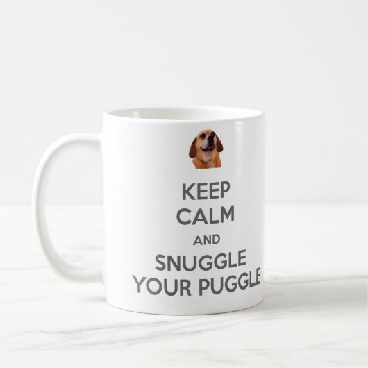 平静を保ち、Puggleのあなたの両面のマグに寄添って下さい コーヒーマグカップ (左)