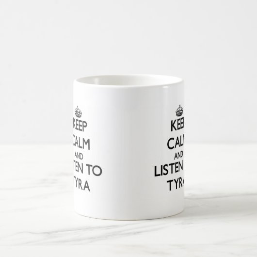 平静を保ち、Tyraに聞いて下さい コーヒーマグカップ (中央)