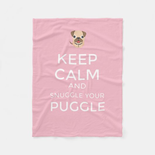 平静を保って下さい及びあなたのPuggle -カスタムな毛布--に寄添って下さい フリースブランケット (正面)
