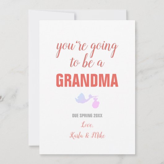 平静を祖母の妊娠の発表あなたは保って下さい 案内状 (裏面)