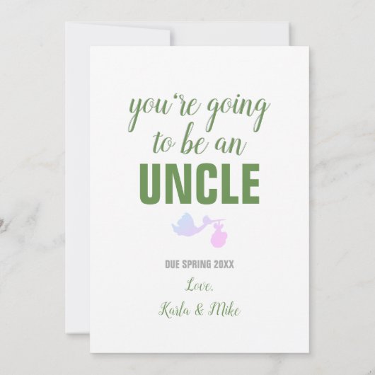 平静をPregnancy Announcement叔父さんあなたは保って下さい 案内状 (裏面)