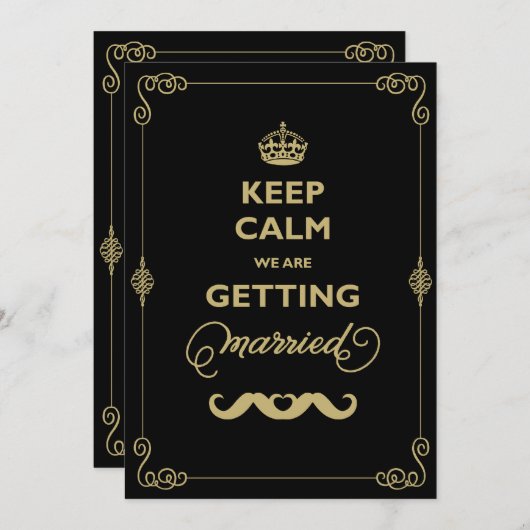 平静2の髭のクラシックなヴィンテージの陽気な結婚式を保って下さい 招待状 (正面/裏面)