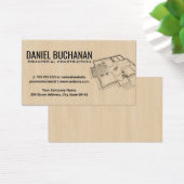 平面図の設計図 |木材の背景 (デスク)