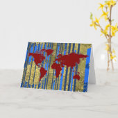 平面圏世界地図 カード (黄色い花)