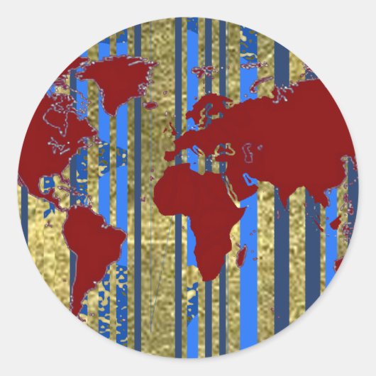 平面圏世界地図 ラウンドシール (正面)