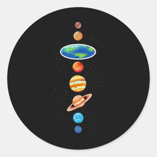 平面地球の陰謀 – 太陽のシステム惑星 – フラ ラウンドシール (正面)