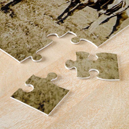 平頭のインディアンのヴィンテージのネイティブアメリカンの戦士 ジグソーパズル (側面)