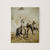 平頭のインディアンのヴィンテージのネイティブアメリカンの戦士 ジグソーパズル (縦)