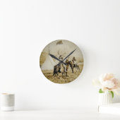 平頭のインディアンのヴィンテージのネイティブアメリカンの戦士 ラウンド壁時計 (ホーム)