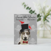 年おもしろい結婚月を守る新郎の犬 案内ポストカード (スタンド正面)